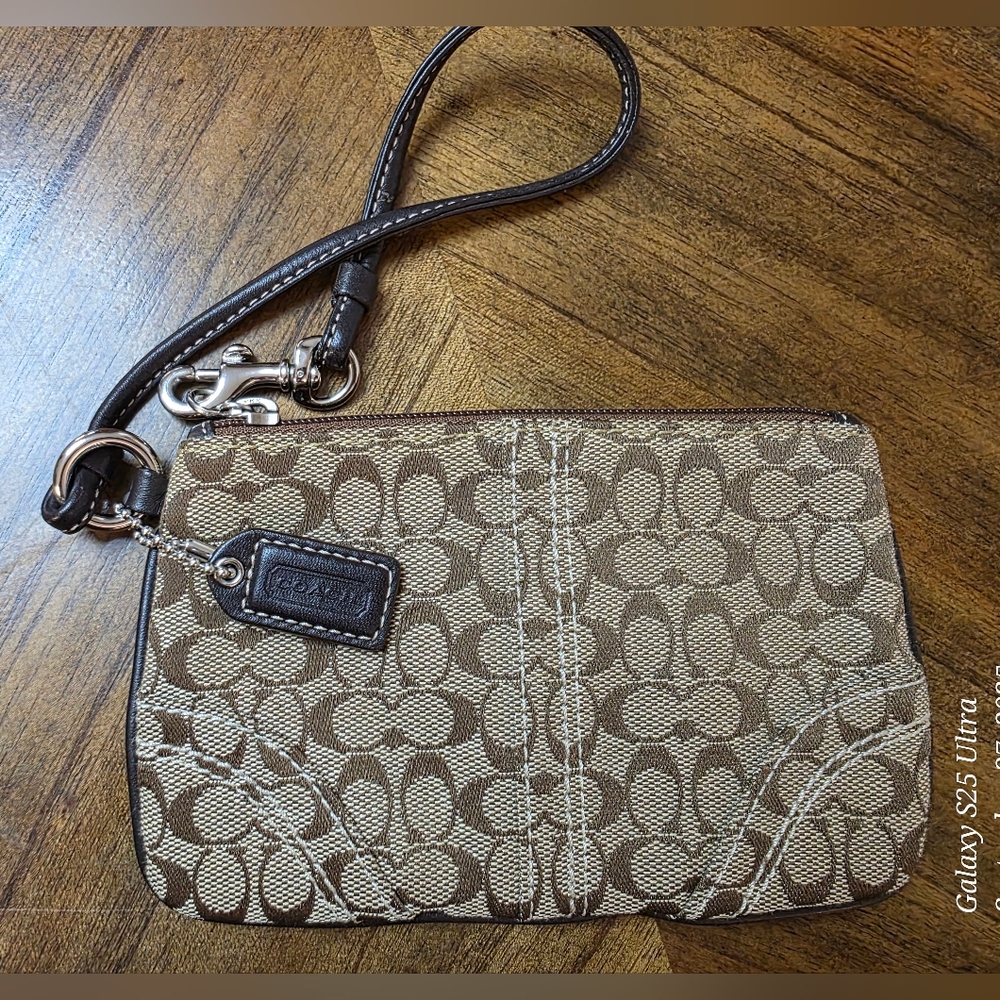 Coach Brown Wristlet